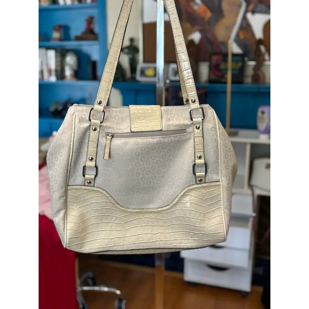 Y2k Guess Beige Tote Bag Large